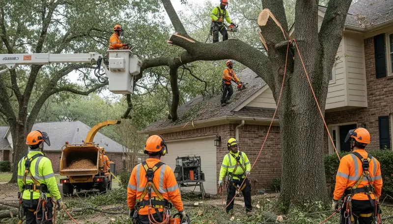 Emergency tree removal crew responding to storm damage in Burlington, NC