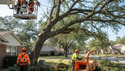 Emergency tree removal crew in Burlington, NC responding to storm damage and fallen trees