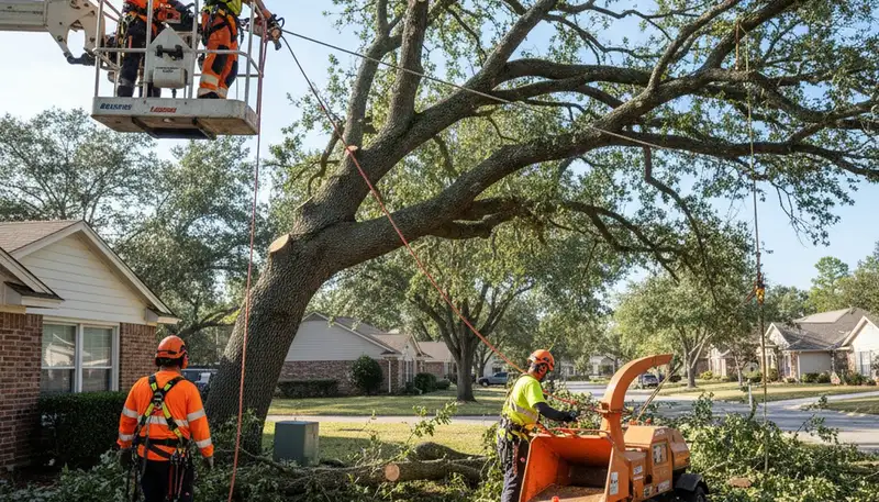 Emergency tree removal crew in Burlington, NC responding to storm damage and fallen trees