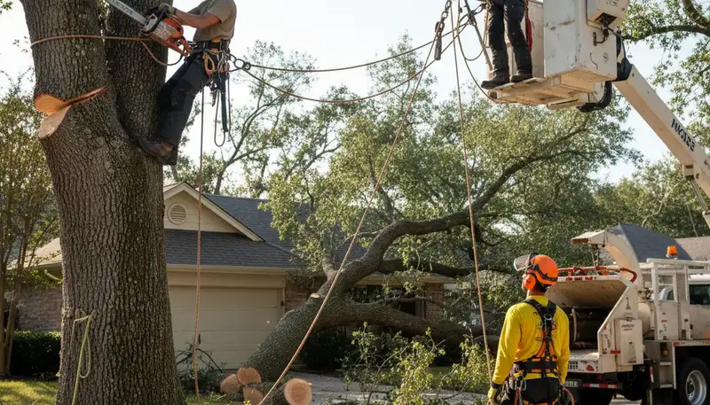Emergency tree service crew clearing storm-damaged trees in Burlington, NC