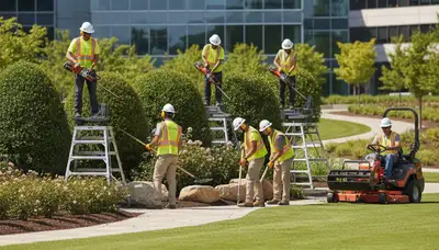 Burlington, NC tree service crew providing landscaping and arbor care for residential properties