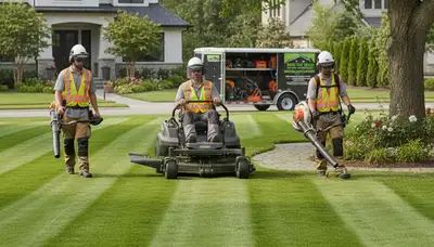 Burlington, NC tree service crew providing professional arbor care and lawn maintenance for local properties
