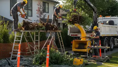 Shrub removal service in Burlington, NC clearing overgrown shrubs from a residential property