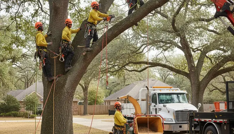 Tree removal crew safely removing a tree in Burlington, NC