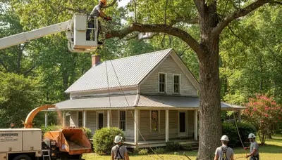 Tree service crew in Burlington, NC providing professional tree removal and trimming services