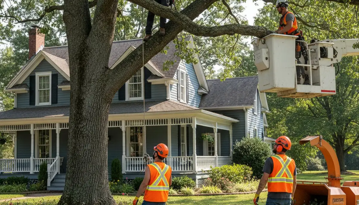 Tree service crew in Burlington, NC providing professional tree removal and trimming services