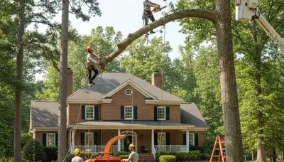 Tree service crew in Burlington, NC providing professional tree removal and trimming services