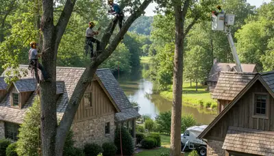 Tree service crew in Burlington, NC providing professional tree care for local properties