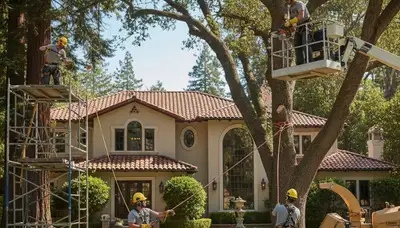Tree service crew in Burlington, NC providing professional tree removal and trimming services