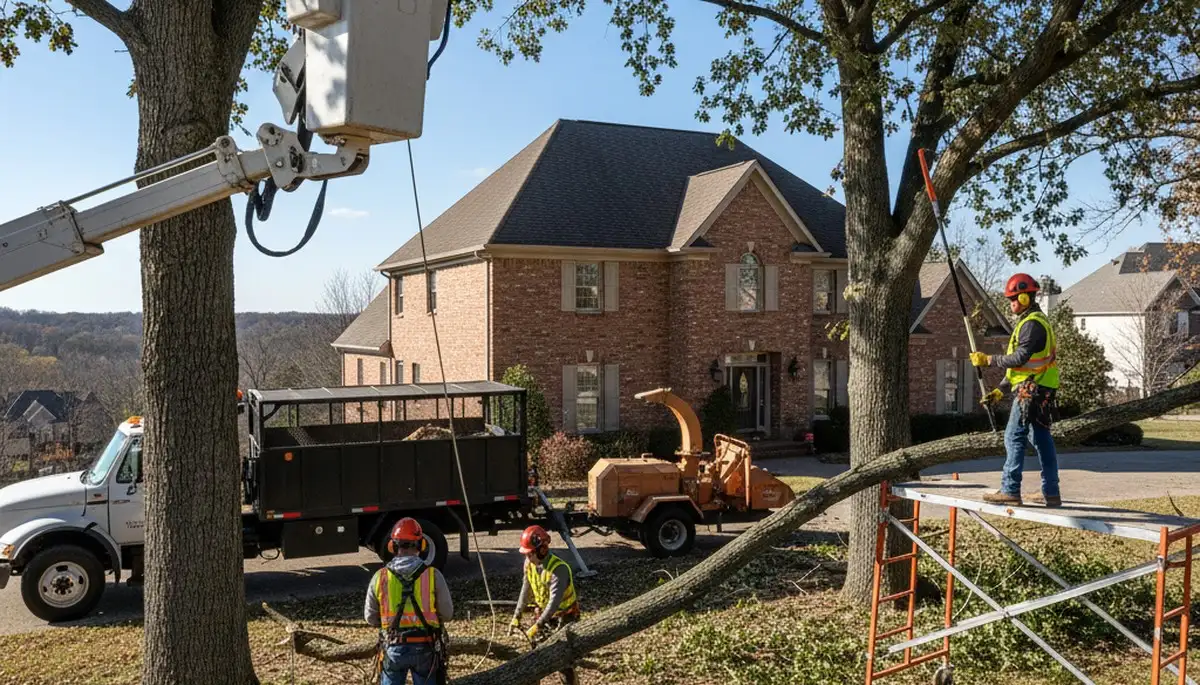 Tree service crew in Burlington, NC providing professional tree care for local properties