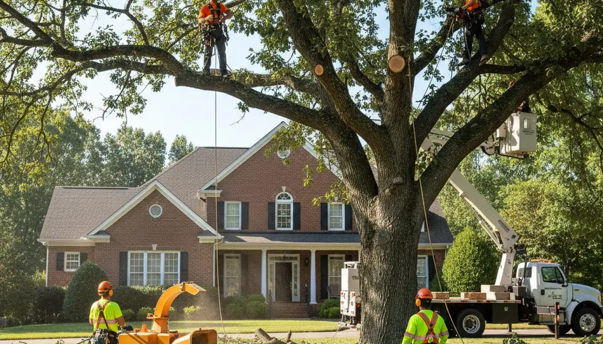 Tree service crew in Burlington, NC providing professional tree trimming and removal services