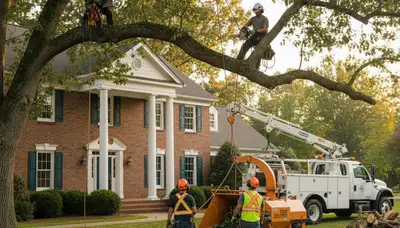 Tree service crew in Burlington, NC providing professional tree removal and trimming services