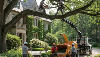 Tree service crew in Burlington, NC providing professional tree trimming and removal services