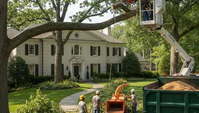 Tree service crew in Burlington, NC providing professional tree removal and trimming services