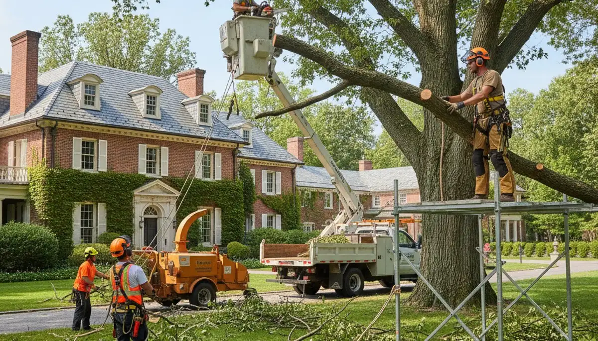 Tree service crew in Burlington, NC providing professional tree removal and trimming services