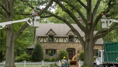Tree service crew in Burlington, NC providing professional tree removal and trimming services