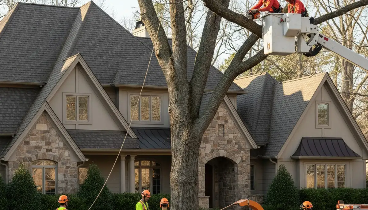 Tree service crew in Burlington, NC providing professional tree removal and trimming services