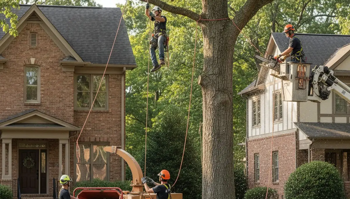 Tree service crew in Burlington, NC providing professional tree trimming and removal services
