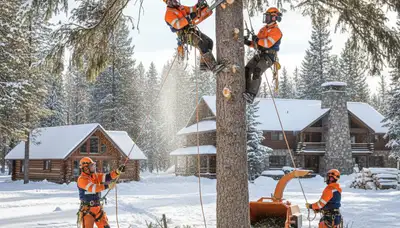 Tree service crew in Burlington, NC providing professional tree removal and trimming services