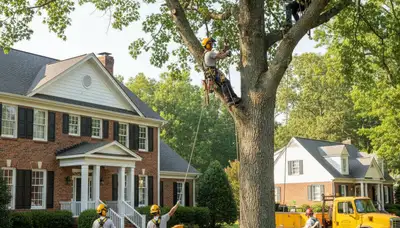 Tree service crew in Burlington, NC providing professional tree trimming and removal services