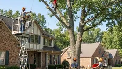 Tree service crew in Burlington, NC providing professional tree trimming and removal services