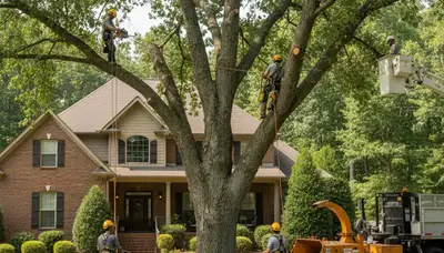 Tree service crew in Burlington, NC providing professional tree care and removal for local properties