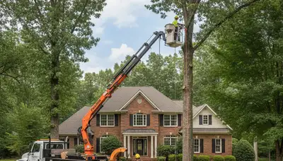 Tree service crew in Burlington, NC providing professional tree removal and pruning for local properties