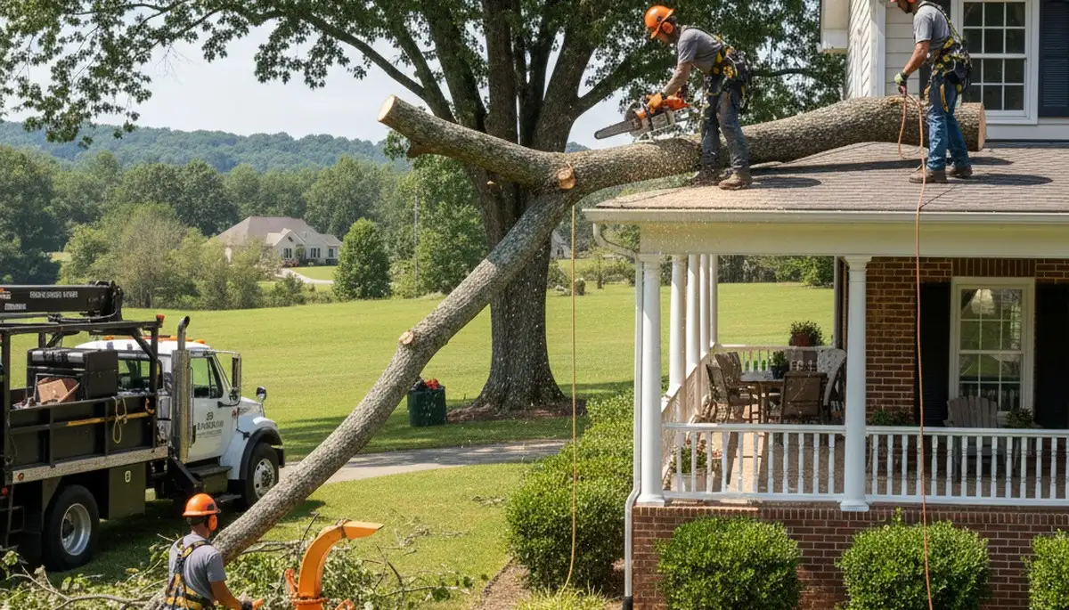 Tree service crew in Burlington, NC providing professional tree care for local properties